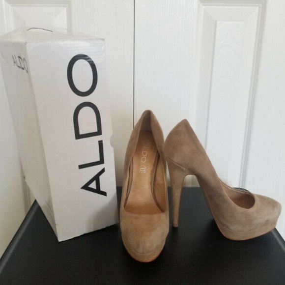 Aldo Suede Nude Colour Heels - Picture 1 of 2